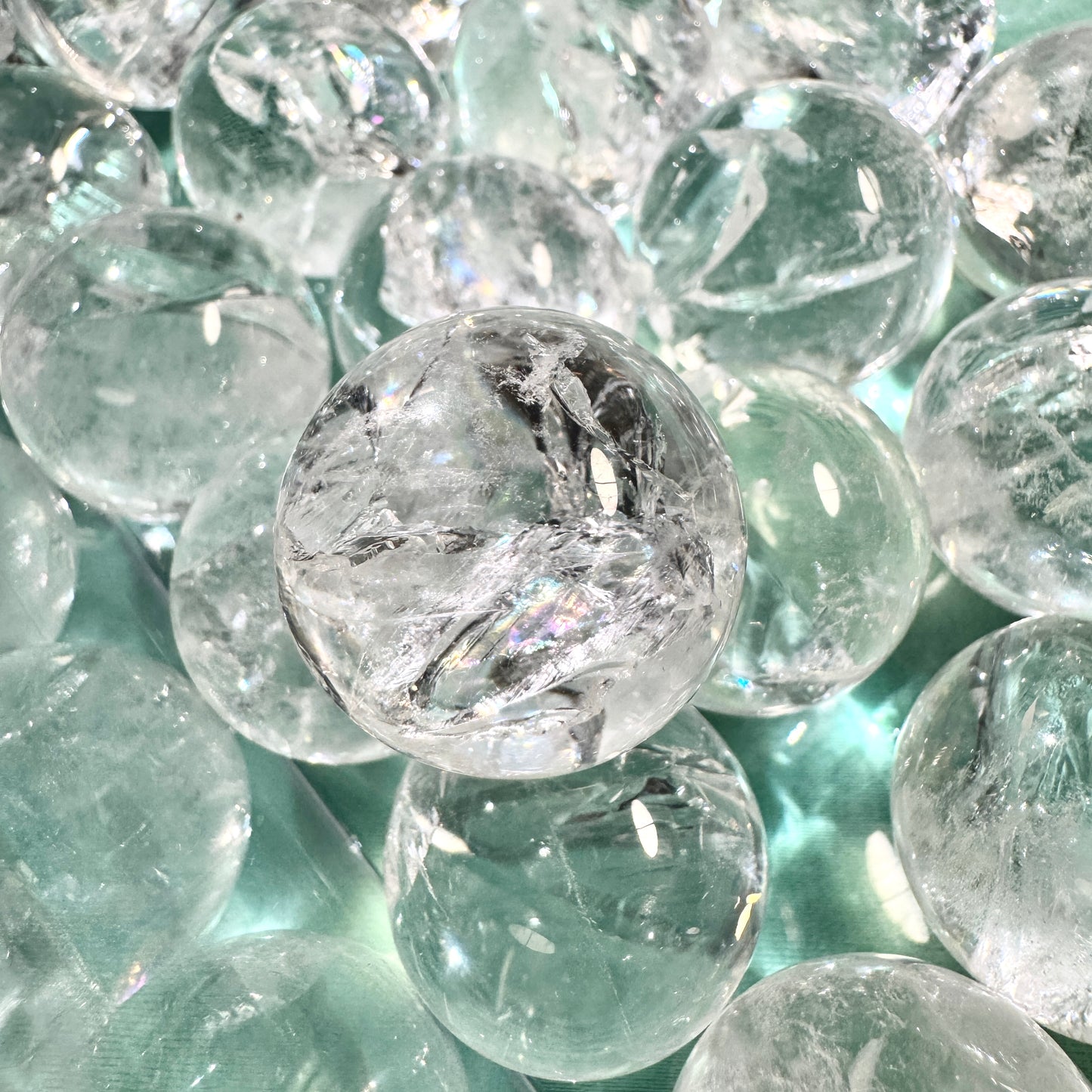 Clear Quartz Mini Sphere with Rainbow Flash