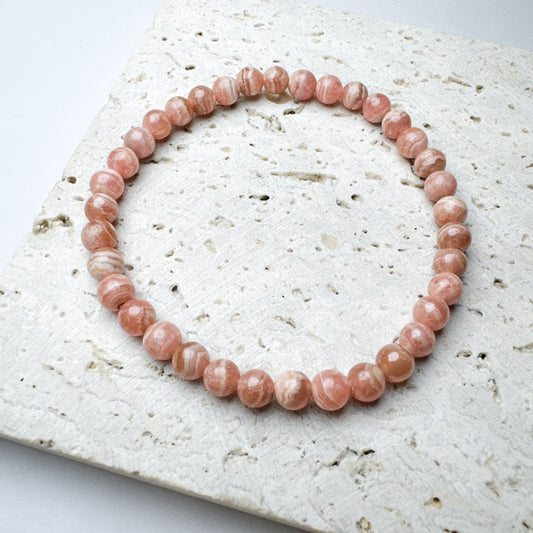Rhodochrosite Bead Bracelet 5-6mm