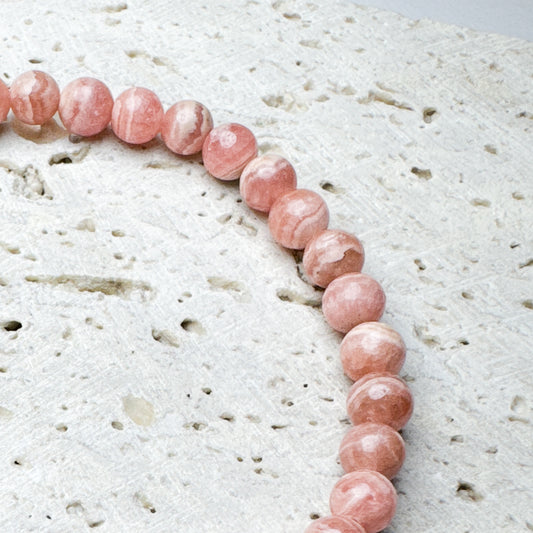 Rhodochrosite Bead Bracelet 5-6mm