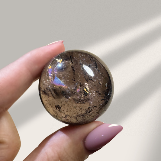Smoky Quartz Mini Sphere with Rainbow Flash