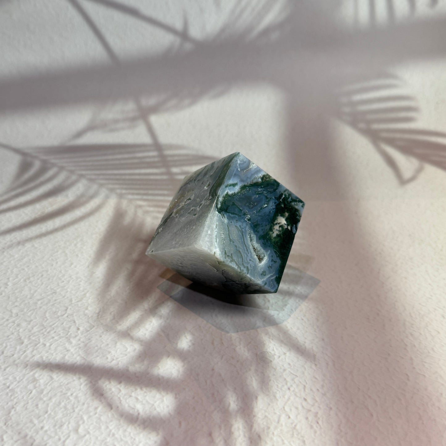 Moss Agate Druzy Cube