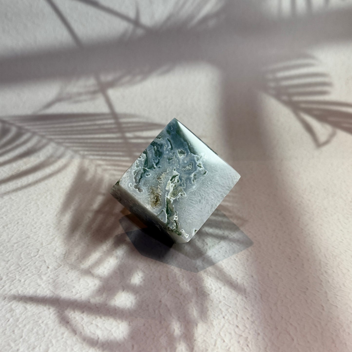 Moss Agate Druzy Cube