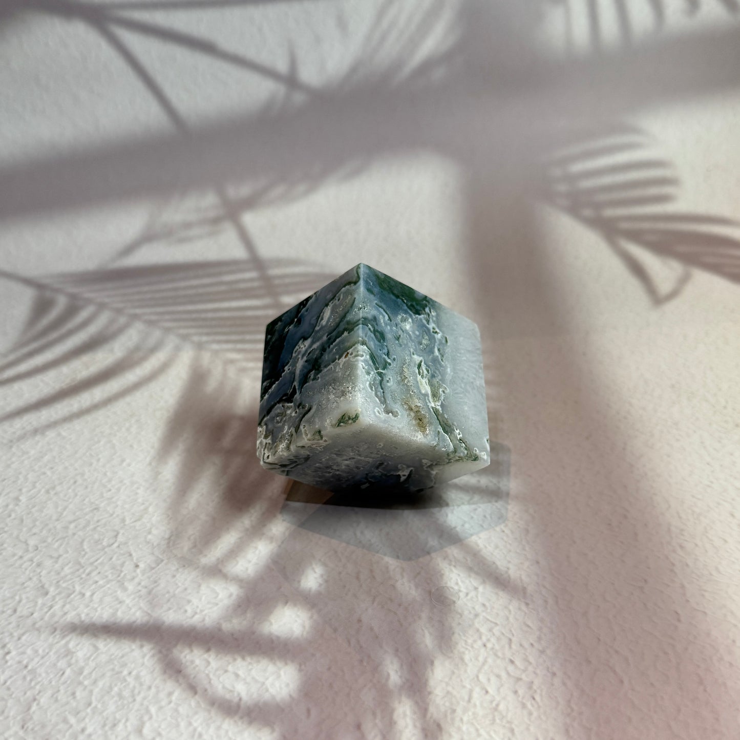 Moss Agate Druzy Cube