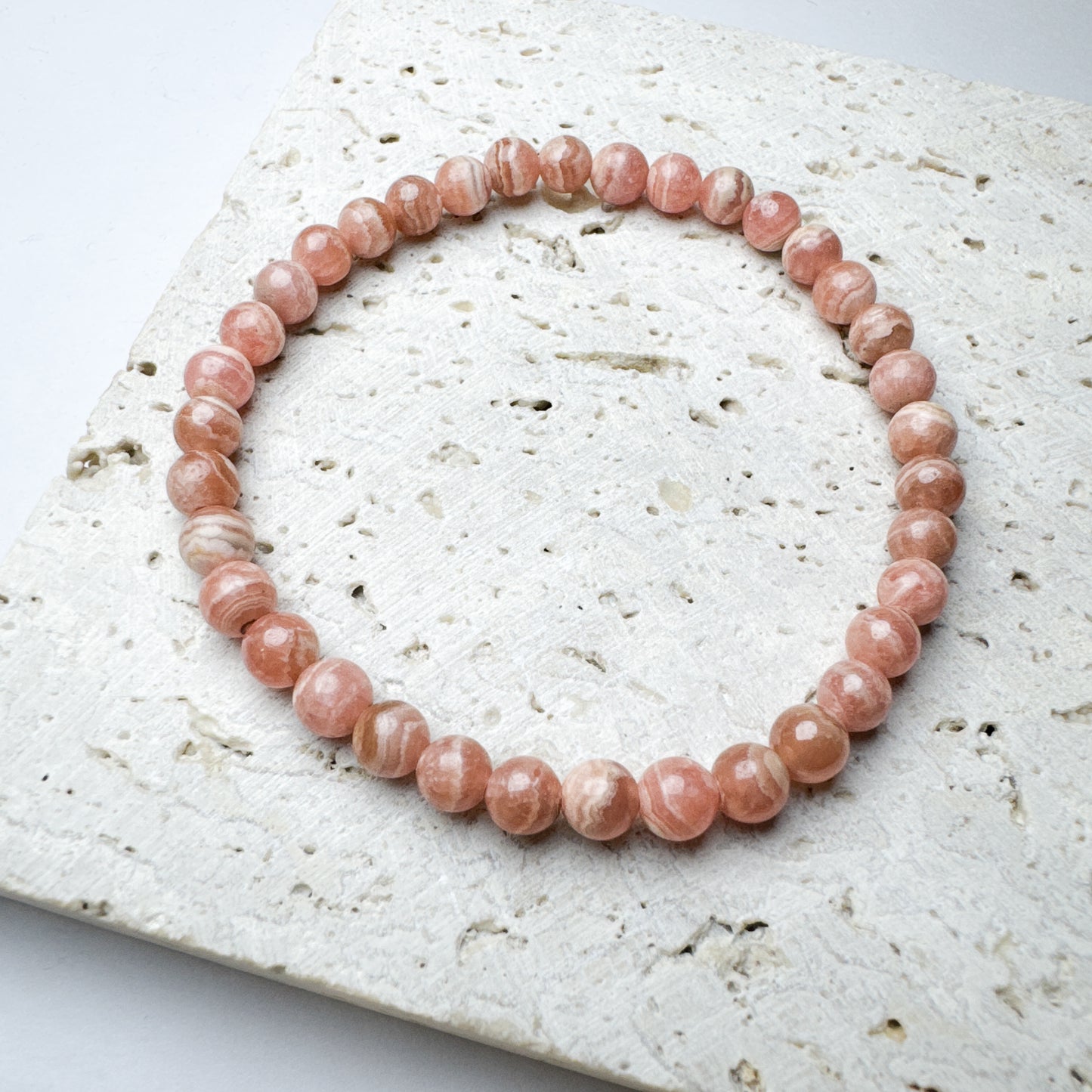 Rhodochrosite Bead Bracelet 5-6mm