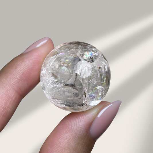 Clear Quartz Mini Sphere with Rainbow Flash